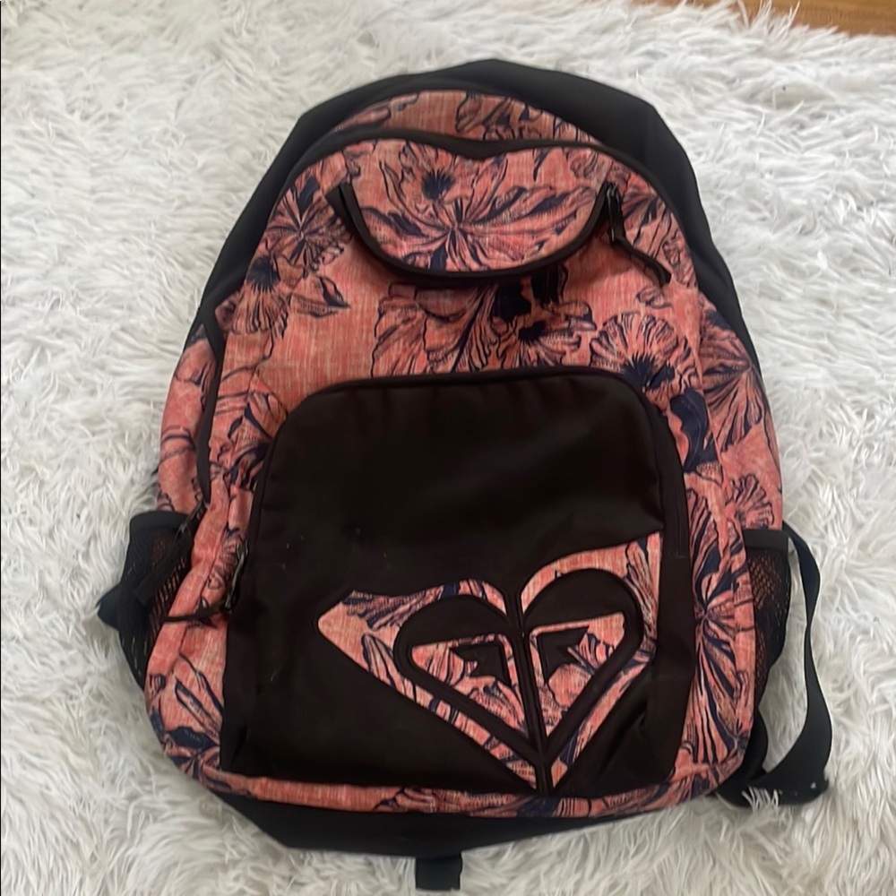 Roxy Pink and Black Floral Backpack